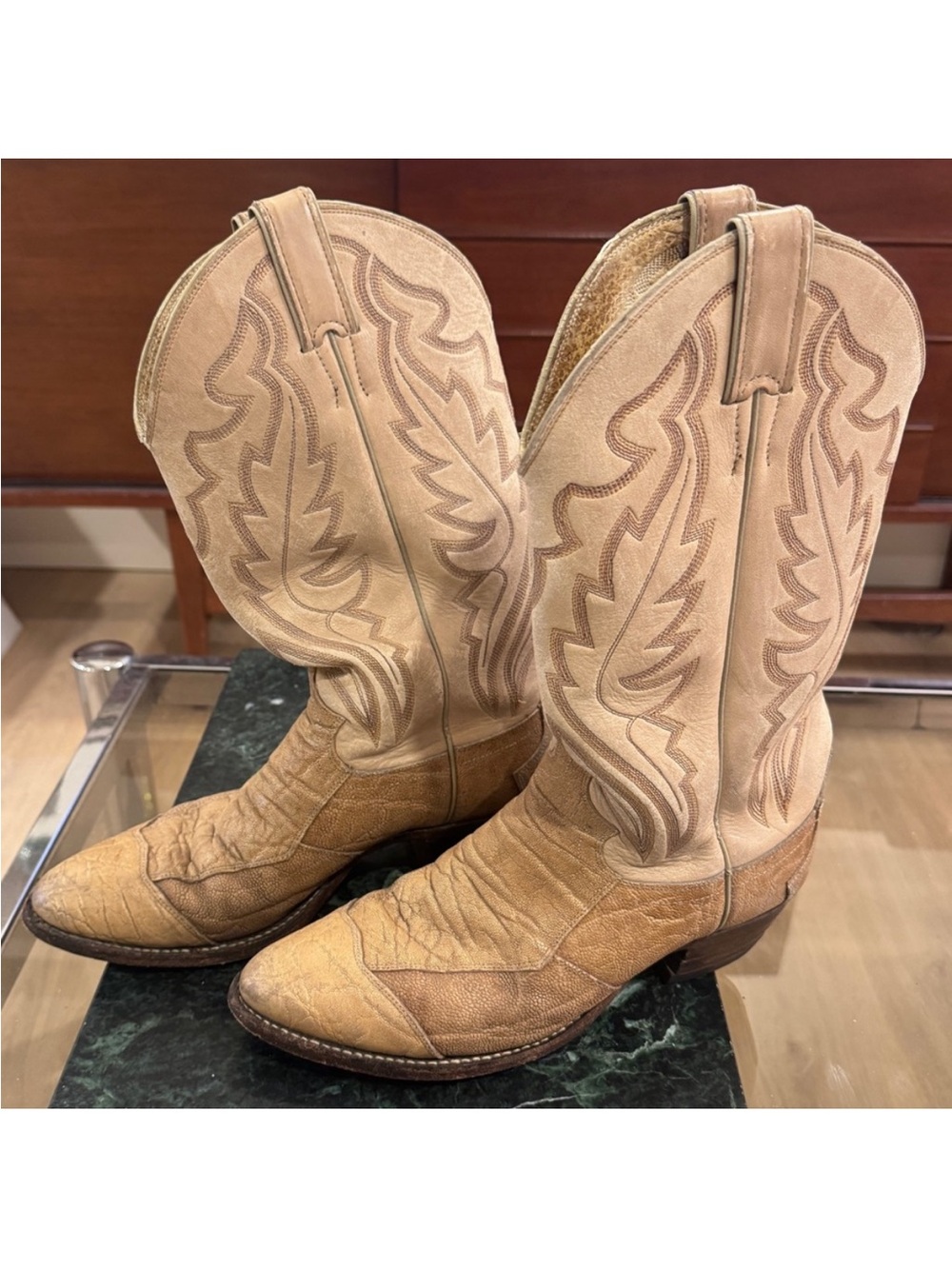 Justin Custom Elephant Hide Patchwork cowboy boots